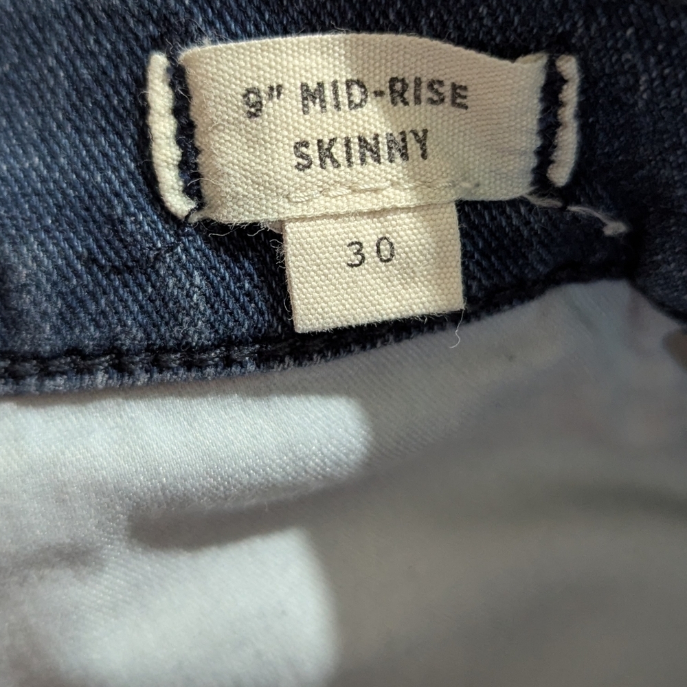 Madewell 9" Mid-Rise Skinny Blue Denim Stretch Short Hemmed Inseam Size 30 N - Picture 6 of 7